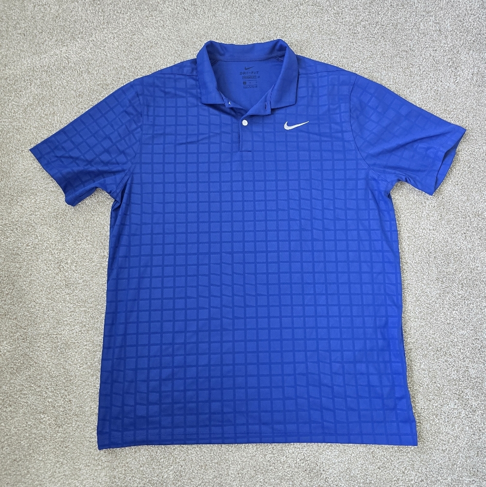 Nike Men's Checkered Royal Blue Polo Sz Large Worn 1x